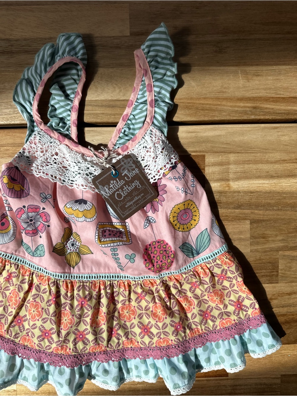 Matilda Jane Pink Floral Mixed-Print Ruffle Tank